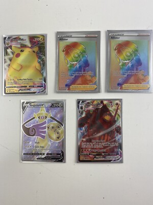 Pokemon Vivid Voltage Pikachu VMAX Allister Rainbow Lot of 5 Cards Pack Fresh