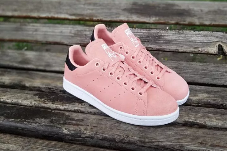 NWOB Adidas Stan Smith J EG1480 Pink Black Shoes Sz us 7Y Wms 8