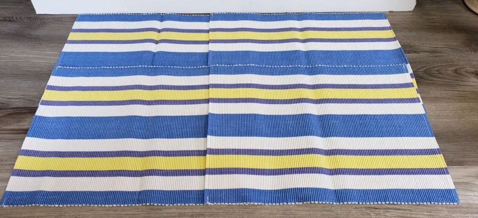 GRANATAPFEL LEXINGTON KY 100% BAUMWOLLE TISCHSETS BLAU GELB WEISS GESTREIFT 003