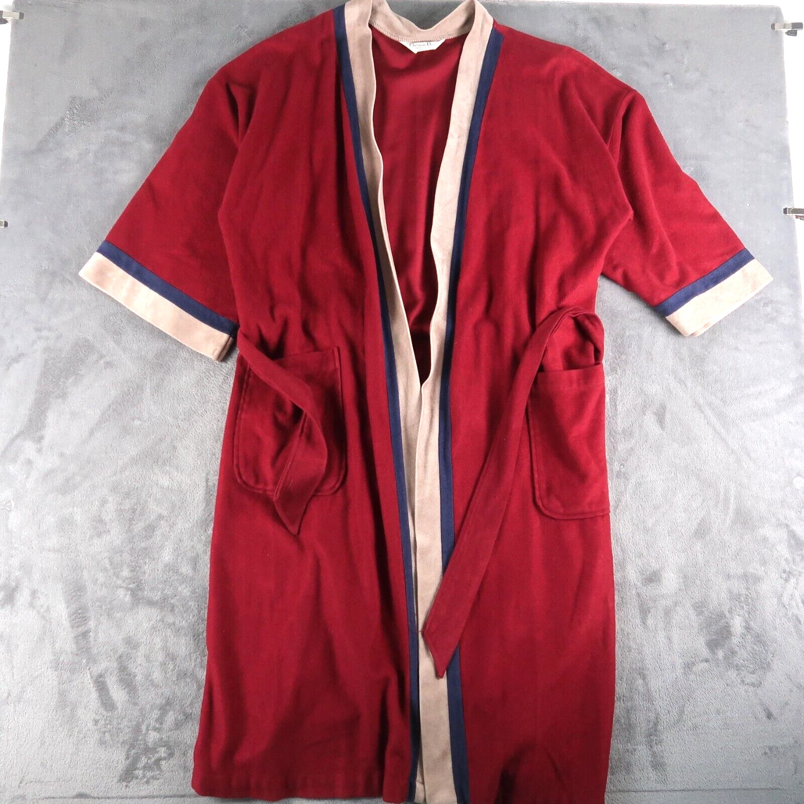 Robe vintage Christian Dior homme taille unique rouge bordeaux avec ceinture peignoir