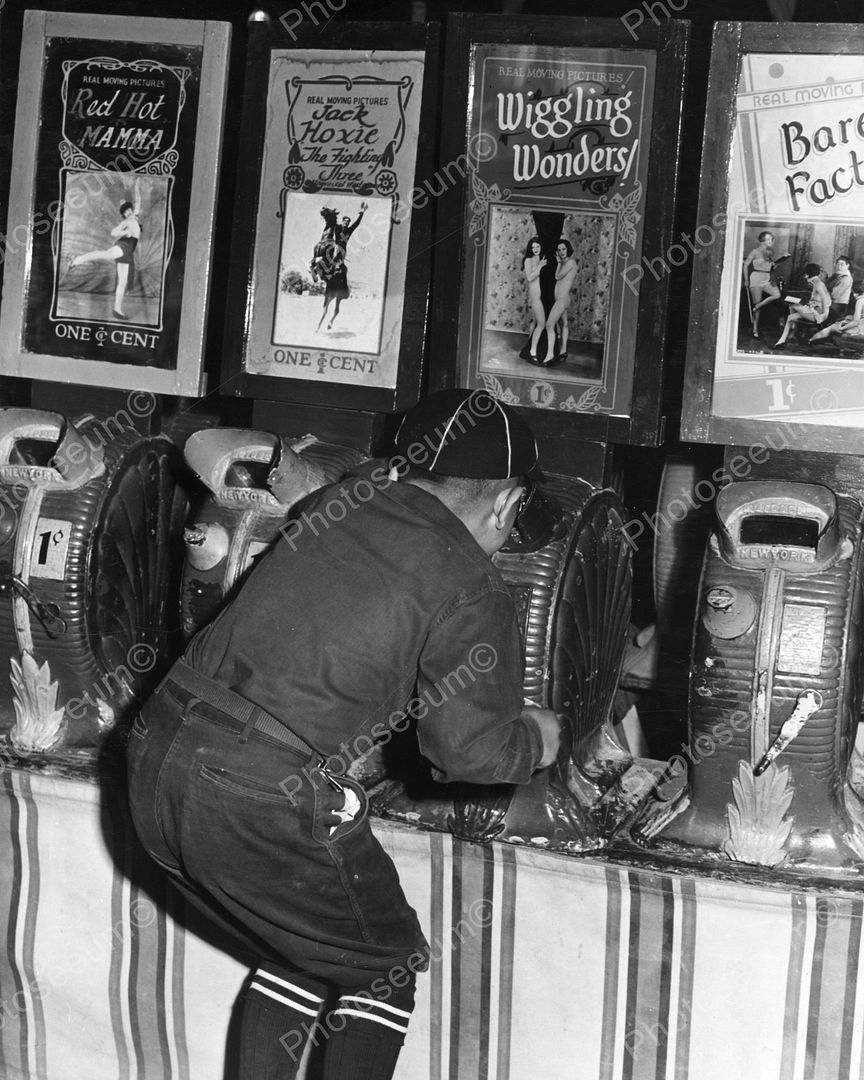 Boy Scout Peep Show Viewing Mutoscope Vintage 8x10