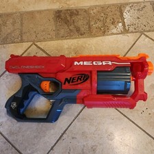 Nerf CycloneShock Mega Red Magnus Blaster 6-dart Toy Gun N-strike Elite EUC 
