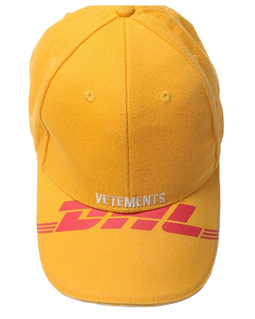 VETEMENTS X DHL Hat Cotton-Twill Baseball Dad Cap, Yellow, NWT | eBay