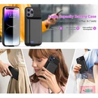 13800mAh Battery Case Power Bank w/ Tempered Glass for iPhone 14 Plus (6.7 inch)