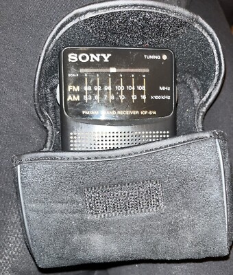 SONY ICF-S14 FM/AM 2BAND携帯ラジオ 本体 Sony ICF-S14 Black Portable AM/FM 2 Band Receiver Radio Brand Case