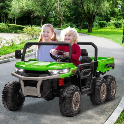 VILOBOS 24V Kids Ride On Car Dump Truck Toy 3-7 Year 6 Wheels Electric Vehicles