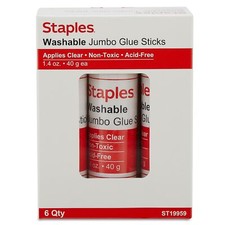Staples Washable Glue Sticks Jumbo Clear 1.4 ...
