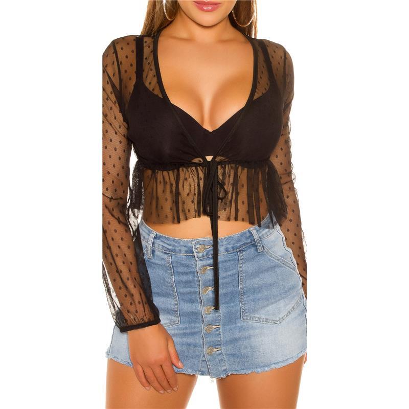 Elegant Women's Binding Chiffon Bolero Black 34/36/38 #J986