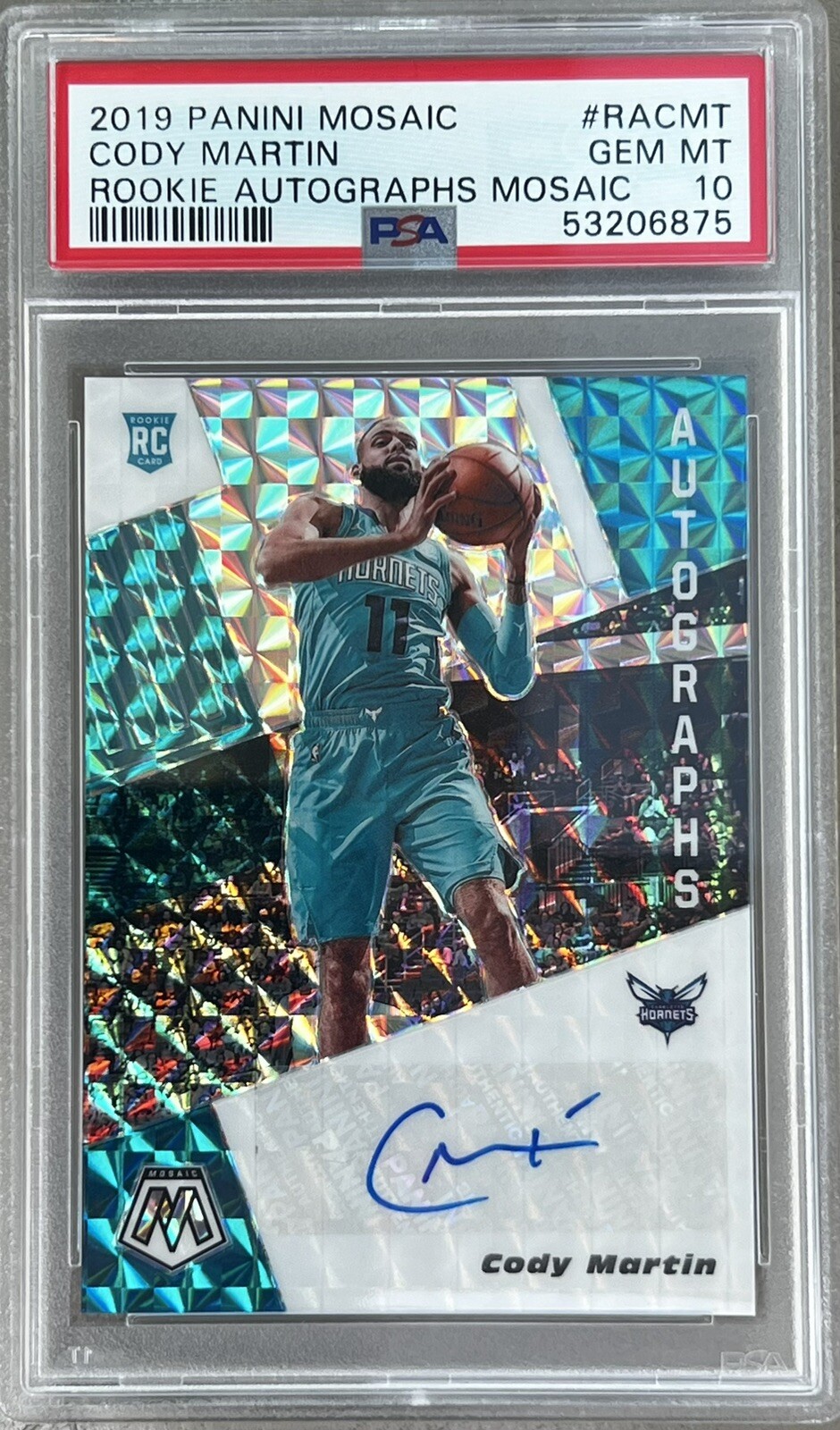 Cody Martin PSA 10 - 2019 Mosaic ROOKIE AUTOGRAPHS #RA-CMT - Charlotte Hornets