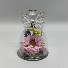 Glass Angel Figurine Preserved Pink Flower Gifts Valentine Birthday Mothers Day