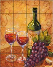 Ceramic Tile Mural Backsplash Margosian Chianti Wine Grape Tuscan Art JM038