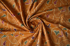 FNC Vintage Orange Sarees Sambalpuri Woven Ikat Blend Silk Sari Used Fabric 5Yd.