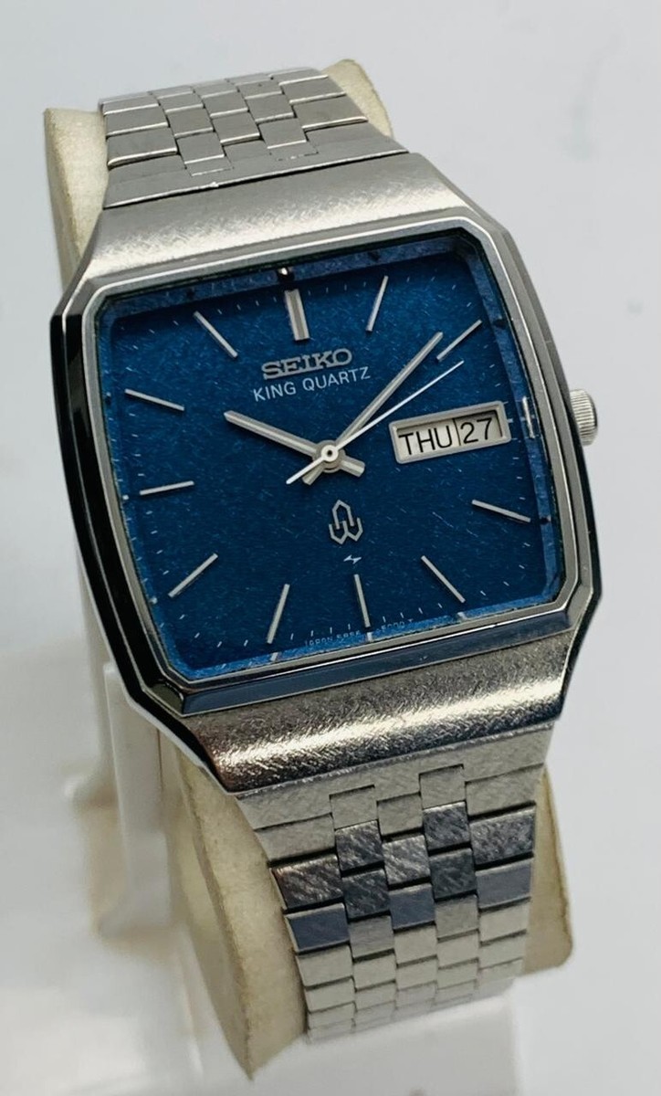 Vintage Seiko King Quartz Rare Blue Snowflake Dial 5856-5000 Men's