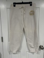Victorias Secret PINK Vintage 2007 White Gold Sz Small Sweatpants University Dog