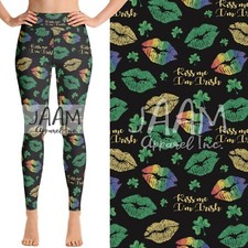 Kiss Me I'm Irish St. Patrick's Day Clover Women's Leggings OS One Size 2-12