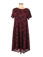 Lularoe Women's Medium Dress Burgundy Radio Retro Short Sleeve Medium