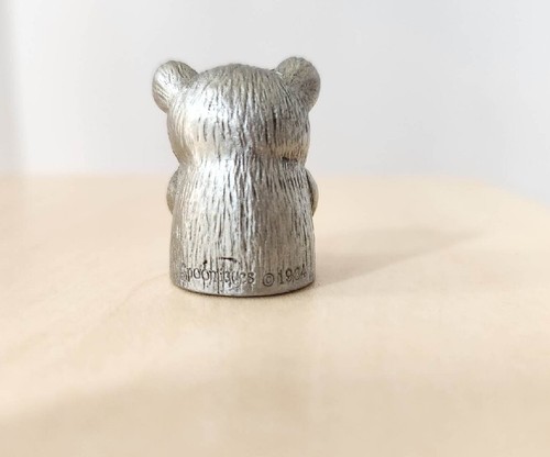Vintage Spoontiques Pewter Teddy Bear Bowtie Thimble 1984 - Picture 2 of 2