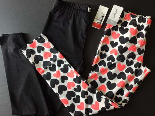 Girls Leggings Size 12 Carters Size Large Epic Threads Black New with Tag Hearts - Picture 2 of 12