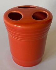 Retired Fiesta POPPY ORANGE Toothbrush Holder 4.5 Flower Vase Desk Pen Organizer
