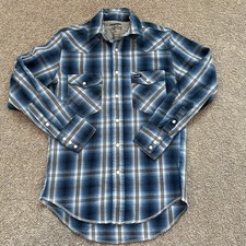 Wrangler Men s Premium Performance Plaid Work Shirt Size S Blue Advanced Comfort