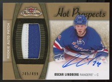 2015-16 Fleer Showcase Hot Prospects Patch Oscar Lindberg RC Auto 245/499 #146