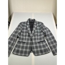 Tahari by ASL Women's Blazer Jacket Black and Grey Plaid One Button size 10