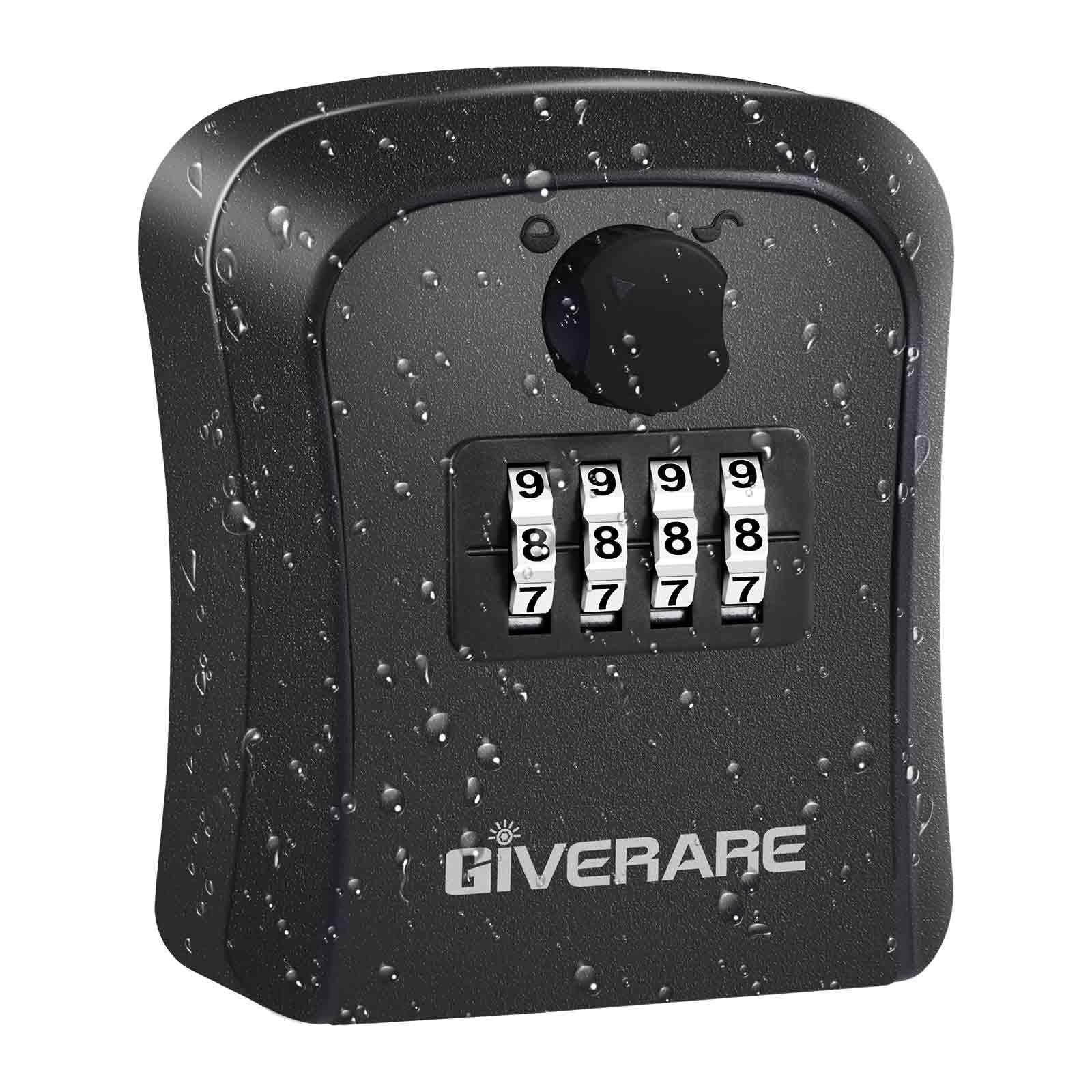 Lock Box, 4 Digits Combination Lockbox, Waterproof Outdoor Key Hider for Hous...