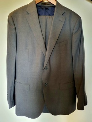 Massimo Dutti Men's Gray Wool Tweed Suit Jacket Single-Breasted Inner Pockets
