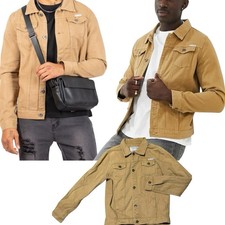 Liquor N Poker Tan Denim Trucker Jacket Sz S 100% Cotton Streetwear Hip Hop