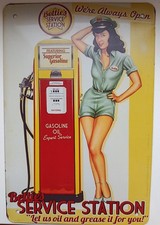 Pin-Up Blechschild Bettie’s Service Station 50er Retro Vintage