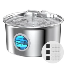 Cat Water Fountain Stainless Steel: Cat Fountain for Drinking with Filter - P...
