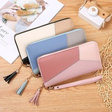 Women Long Wallet PU Leather Zipper Purse Card Holder Wristlet Clutch