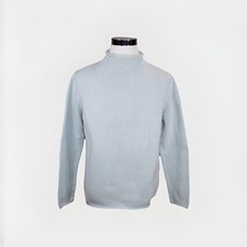 Vintage J CREW Roll Neck Sweater Oarsman Knit Fisherman Baby Blue Mens Large