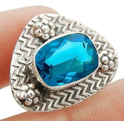 2 kt natürlicher makelloser Blautopas 925 Sterlingsilber Anhänger Schmuck @B15-6