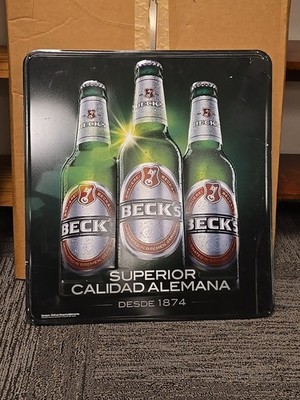 BECKS Beer Decorative Metal Wall Sign w/ Spanish SUPERIOR CALIDAD ALEMANA