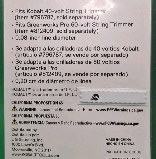 KOBALT Greenworks Pro Bump Feed Replacement 16ft 0.08in 2 Pack Spooled Line New - Image 3 of 3