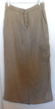 Vintage 90s American Eagle Cargo Maxi Skirt 2 Khaki Linen Utility Granola Gorp