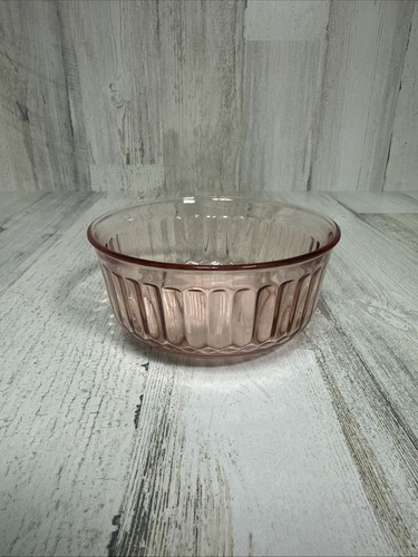 Mexico ForteCrisa Pink Depression Glass Ribbed Cereal Bowl Set of 8 - Picture 4 of 6