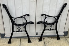 Vintage Cast Iron Black Bench Ends -Need Wooden Slat Inserts etc For Completion