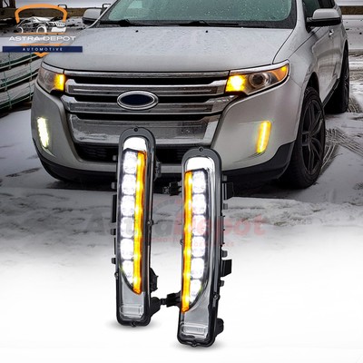 LED Daytime Running Lights for 2011-2014 Ford Edge DRL Fog Lamp w/ Turn Signal