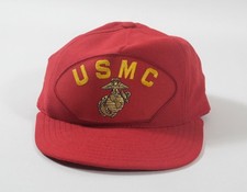 Vintage Made USA US Marine Corps Veteran Big Patch Hat Eagle Crest Snapback
