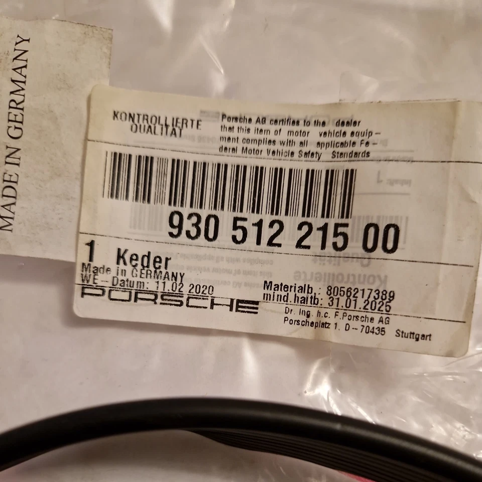 PORSCHE 911 TURBO 930 REAR SPOILER TO DECK LID SEAL NEW 930 512 215 00 GENUINE - Image 3 of 4