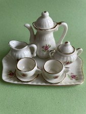 Delightful Miniature  China Dolls House Coffee Set / Tea Set - Vintage 10pc 