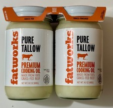 Grass-Fed Beef Pure Tallow Fatworks Premium Cooking Oil 14.1 Oz Jar 2 Pack,28 oz