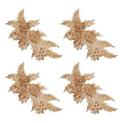 4 Stück Wandlampe Strass Blume 3D für Pailletten Perle Dunkelgold