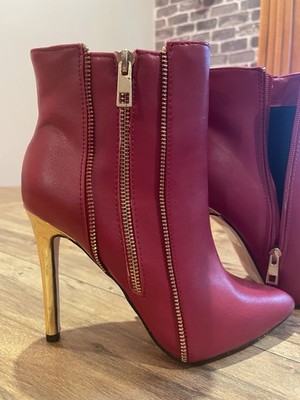 Catherine Malandrino - Red Zipper Ankle Boots SIZE 8 NEW