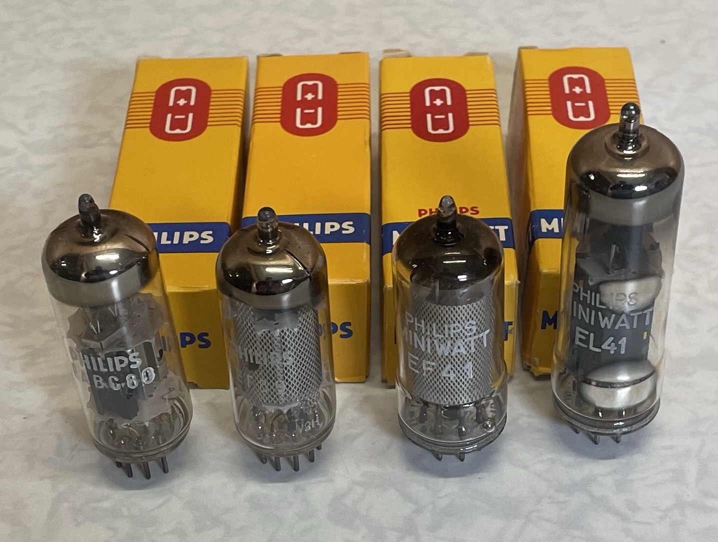 4x Philips Röhren EF41, EL41, EF89, EABC80 NOS / NEU