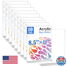 WAEFNO 10 Pack 8.5x11 Vertical T-Shape Clear Acrylic Sign Stand Plastic Display