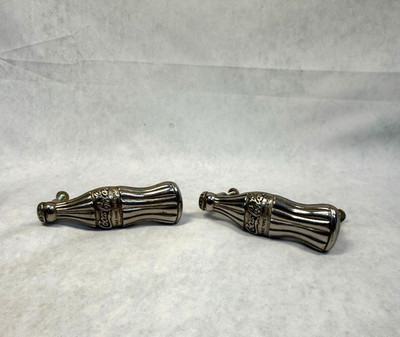 Original Pair (2) Metal 2001 Coca Cola Bottle Drawer Pulls Cabinet Handles