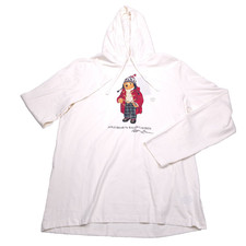 Polo Ralph Lauren White Polo Bear Pullover Lightweight Hoodie Mens Size Medium